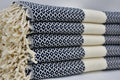 SMALL DIAMOND BLACK TURKISH BATH & HAND TOWEL SET
